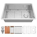 28" X 18" Undermount Kitchen Sink Offset Drain with Workstation