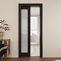 Double Pocket Door,Black Frosted Glass Doors,Solid Door,28x80