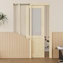 28x80 Sliding Pocket Door,Half Lite Pine Frosted Glass Doors,Hidden Doors