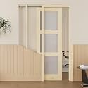 28x80 Sliding Pocket Door,3 Lite Pine Frosted Glass Doors,Hidden Doors