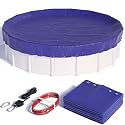 28 FT Round Winter Pool Cover for Above Ground Pools, Cable and Pulley