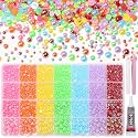 28 Grids Color Flatback Pearls for Crafting, Orange Yellow Nail Half Pearls