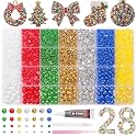 28 Grids Color Flatback Pearls for Crafting, Christmas Half ABS Pearls Kit