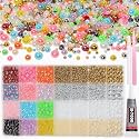 28 Grids Color Half Pearls 3-8mm, Gold Silver White Pink Beige Pearls Kit