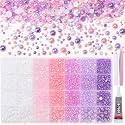 28 Grids Flatback Pearls for Crafting, Pink Purple ABS Pearl for Crafts