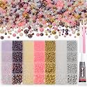 28 Grids Gold Silver Pink Flatback Pearls for Crafting 3-8mm Half Pearls