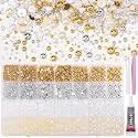 28 Grids Gold Silver White Flatback Pearls for Crafting 3-8mm Nail Pearls