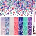 28 Grids Mermaid Blue Pink Flatback Pearls for Crafting 3-8mm Half Pearls