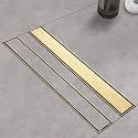 28‑Inch Linear Shower Drain, Brushed Gold Tile‑Insert Panel