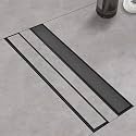 28‑Inch Linear Shower Drain, Matte Black Tile‑Insert Panel
