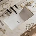 28 Inch Undermount Bathroom Sink Rectangle, Los Flexi Large Modern 28" x 16" Ceramic Vanity Sink with Overflow, White Vitreous China, Undercounter Installation