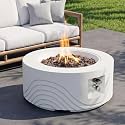 28 Inch White Concrete Outdoor Propane 50,000 BTU Fire Pit Table