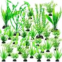 28Pcs Artificial Aquarium Plants, Green Fish Tank Decorations, Fish Tank Plants Decorations for Household and Office, Various Sizes