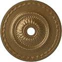 29 1/2"OD x 3 5/8"ID x 1 5/8"P Sunflower Ceiling Medallion (Fits Canopies up to 5 5/8"), Hand-Painted Pale Gold