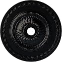 29 1/2"OD x 3 5/8"ID x 1 5/8"P Sunflower Ceiling Medallion (Fits Canopies up to 5 5/8"), Hand-Painted Jet Black