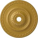 29 1/2"OD x 3 5/8"ID x 1 5/8"P Sunflower Ceiling Medallion (Fits Canopies up to 5 5/8"), Hand-Painted Iridescent Gold