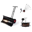 29" Metal Snow Shovel with Wheels, Ergonomic Handle for Snow Removable