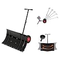 29" Metal Snow Shovel with Wheels, Ergonomic Handle for Snow Removable