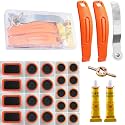 29 PCS Bike Tire Repair Kits - 22 PCS Patches,Tire Repair Glue, Tire Levers, Metal Rasp & Roller, Valve Wrench, Portable Bicycle Inner Tube Puncture Patch Kit for BMX MTB Road Bike Motorcycle