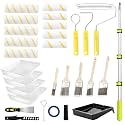 29 PCS Paint Roller Kit-Rocfinity Paint Roller with 4ft Extension Pole,Microfiber Paint Rollers 9 inch 4inch,Pro House Painting Supplies with Adhesive Tape, Non-Slip Tray for Painting Walls & Ceilings