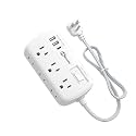 2FT Short Extension Cord - Flat Plug Small Surge Protector with 6 Outlets, 3 USB Charging Ports (5V/3.4A 17W) - Multi Plug Wall Outlet Splitter for