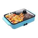 2In1 Electric Hot Pot With Grill, Smokeless Indoor Bbq & Shabu Shabu, 1200W Dual Independent Temperature Control, Non-Stick Pot For 2-5 People Indoor Outdoor Party (blue)