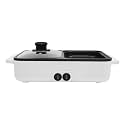 2In1 Electric Hot Pot With Grill, Smokeless Indoor Bbq &amp; Shabu Shabu, 1200W Dual Independent Temperature Control, Non-Stick Pot For 2-5 People Indoor Outdoor Party (white)