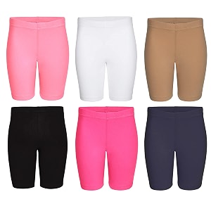 slim fit plain yoga and jogging cyclingtights shorts for girls - pack of 6 2kgcs_6c