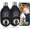 2K Light Bulb Camera Outdoor, 2.4/5GHz Wi-Fi 6 Security Cameras Wireless Outdoor, 360° PTZ Cameras for Home Security with Color Night Vision, AI Human Detection, 2 Way Talk, Easy Installation