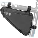 2L Bike Frame Storage Bag with Water Resistant Reflective, Bicycle Storage Pouch with 2 Side Pockets, Strap-On Under Seat Tool Accessories Pouch for Mountain Road Bike, MTB