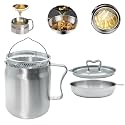 2L HEAVY DUTY 304 Stainless Steel Bacon Grease Container with Strainer and Deep Fryer Basket, 3in1 Oil Fryer, Strainer, Large Oil Filter Pot Grease Saver Oil Separator Storage Kitchen Gadgets