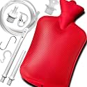 2L Home Enema Bag Kit with 2 Tips, 60 Inch Silicone Hose, Controlable Flow Valve, Hot-Water Bottle for Colon Cleansing (Red)