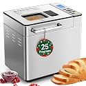 2LB Bread Maker Machine, 25 in 1 Programmable Bread Maker, Bread Machine with Fruits & Nuts Dispenser for Beginner, Breadmaker with Nonstick Ceramic Pan, Gluten-Free, Recipe, Gifts