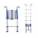 2M-8M Telescoping Ladder Aluminum Extension Ladder & Loft Roof Hook Kit Telescopic Ladder Foldable Capacity Max Load 150kg/330lb
