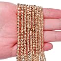 2mm 170pcs Natural Gold Hematite Stone Beads, Songxi Small Faceted Round Loose Gemstone Beads for Jewelry Making, DIY Art and Craft, Bracelet Beads for Necklace (1 Strand)
