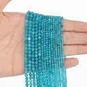 2mm 180pcs Natural Blue Chalcedony Stone Beads, Songxi Small Faceted Round Loose Gemstone Beads for Jewelry Making, DIY Art and Craft, Bracelet Beads for Necklace (1 Strand)