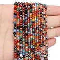 2mm 180pcs Natural Colorful Agate Stone Beads, Songxi Small Faceted Round Loose Gemstone Beads for Jewelry Making, DIY Art and Craft, Bracelet Beads for Necklace (1 Strand)