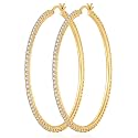 2MM Silver-Plated Cubic Zirconia Hoop Earrings Hypoallergenic Large Hoops