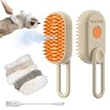 2nd Generation Spray Pet Grooming Brush for Dogs & Cats, 3-in-1 Design: Hair Remover, Cleaning Brush and Massaging Brush (GooCare-Khaqi), White