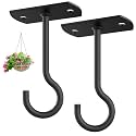 2Pack 4In Ceiling Hooks for Hanging Plants Outdoor Flower Basket Black