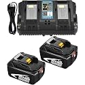 2Pack 6.0Ah Replacement for Makita 18V Battery and Charger