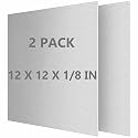 2Pack 6061 T651 Aluminum Sheet Metal 12 x 12 x 1/8(0.125”) Inches Flat Plain Aluminum Plate Covered with Protective Film, Heat Treatable Rectangle 3mm Aluminum Metal Plate for Crafting, Industrial