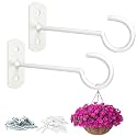 2Pack 6In Long Ceiling Hooks for Hanging Plants Outdoor Flower Basket White