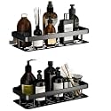 REMICH 1Pack Adhesive Shower Caddy – Multifunctional Large Capacity Bathroom Rack – Space Saving Bathroom Organizer Shelf – Rustproof Waterproof and Easy Mount – Bathroom Accessories Holder_Black
