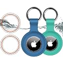 1|2|4Pack for Apple AirTag Holder,for Air Tag 2nd &amp;1st Genaretion,Waterproof GPS Tracker Air Tag Keychain with Cover Anti-Scratch Silicone for Air-Tag Case for Pets,Kids,Bags,Luggages-Blue+Green