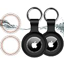1|2|4Pack for Apple AirTag Holder,for Air Tag 2nd &amp;1st Genaretion,Waterproof GPS Tracker Air Tag Keychain with Cover Anti-Scratch Silicone for Air-Tag Case for Pets,Kids,Bags,Luggages-Black+Black