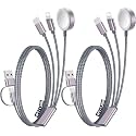 2Pack Travel Essentials for Apple Watch Charger,3-in-2 Multi Charging Cable