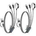 2Pack Travel Essentials for Apple Watch Charger,3-in-2 Multi Charging Cable