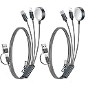 2Pack Travel Essentials for Apple Watch Charger,3-in-2 Multi Charging Cable