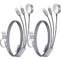 2Pack Multi Charging Cable Cord for Travel Essentials,Apple Watch Charger,iPhone Charger,[3-in-2] Type C/Lightning Cable Portable Designed for iWatch,iPhone 17-8,Galaxy S26-21,AirPods,iPad-1.8M Gray